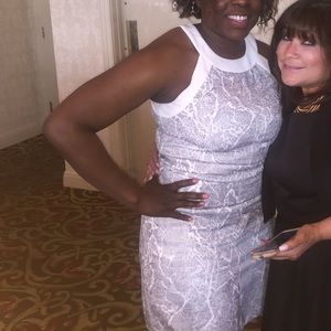 Banana Republic white and silver halter dress, size 12 tall